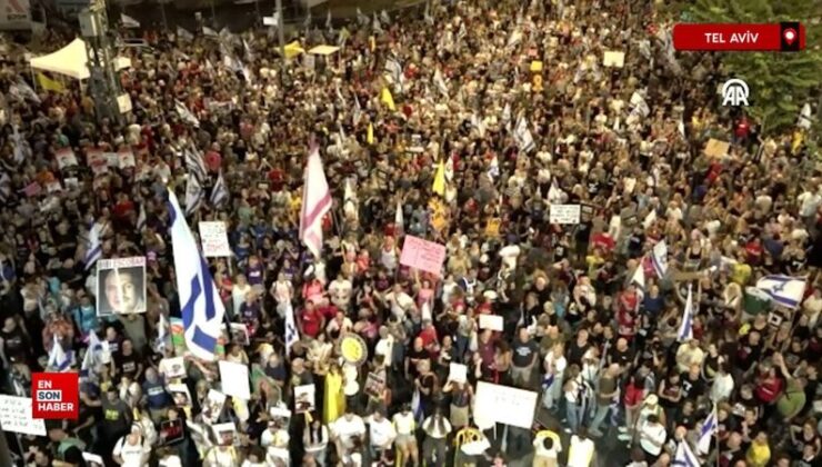 İsrailliler Gazze’de esir takası muahedesi ve erken seçim talebiyle şov düzenledi